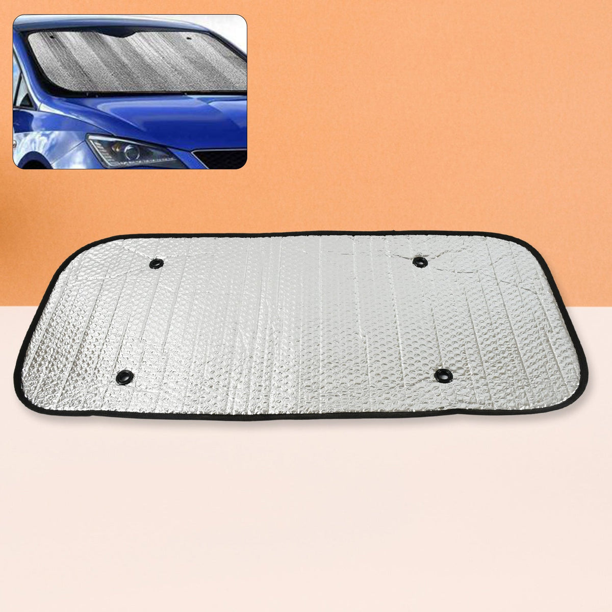 Car Windshield Sun Shade folded neatly, ready for storage. Main image