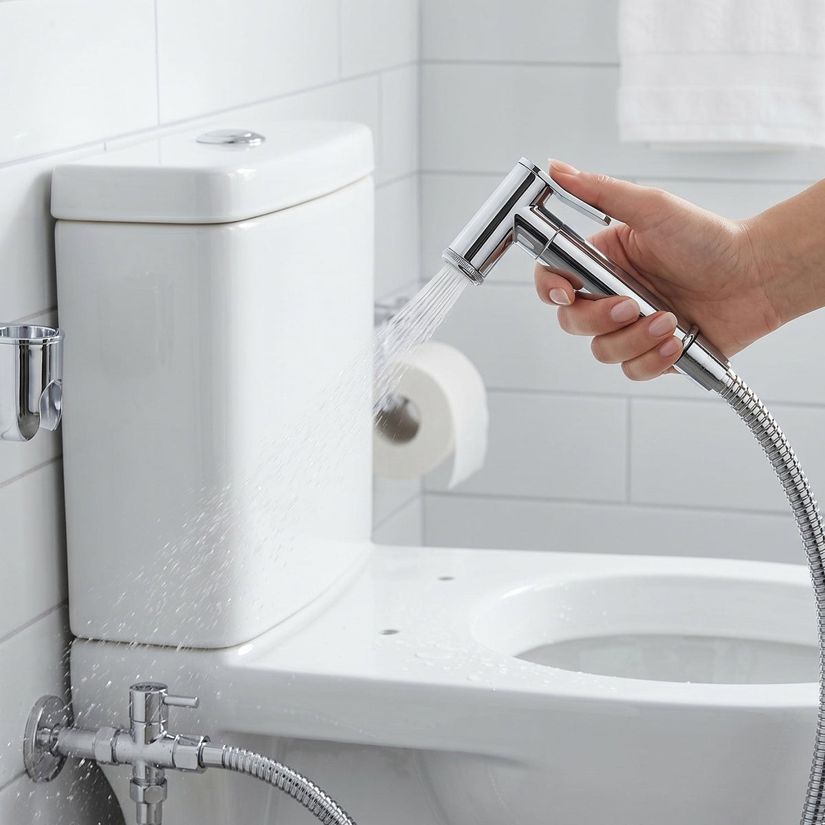 Brass Shattaf health faucet with chrome finish and hose set Main image