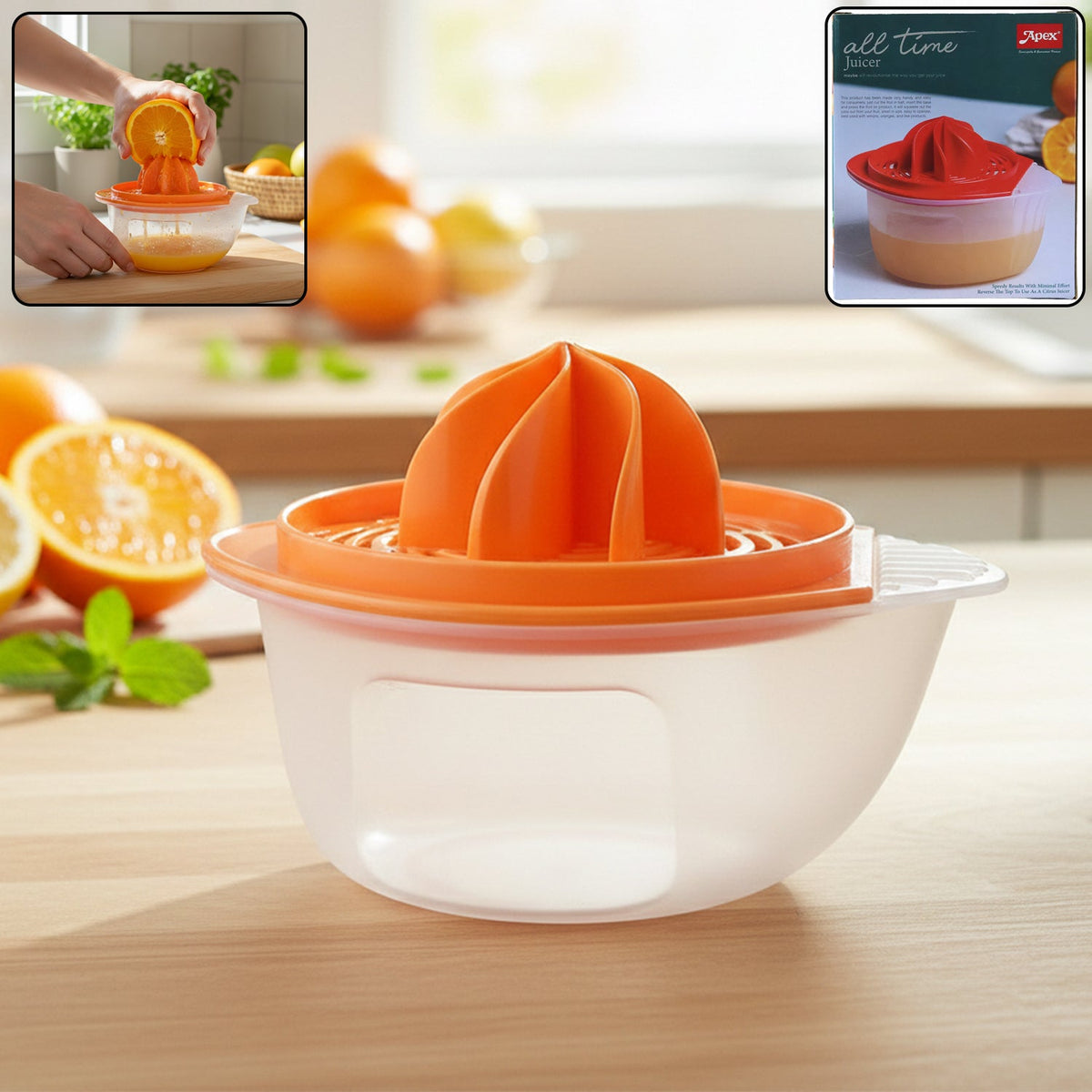 Front view of pomegranate seed remover and citrus juicer kitchen tool Main image