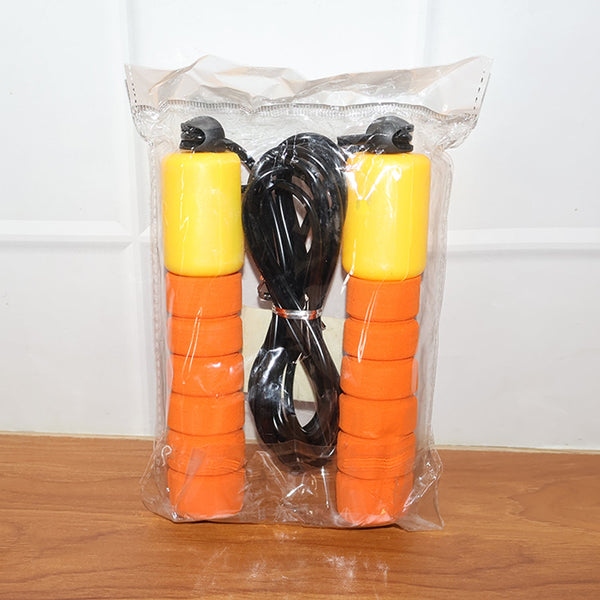 Adjustable fitness jump rope laid out showing full length and handles
