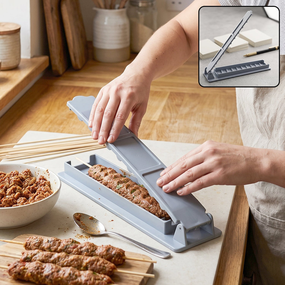 Plastic meat skewer kebab maker Main image