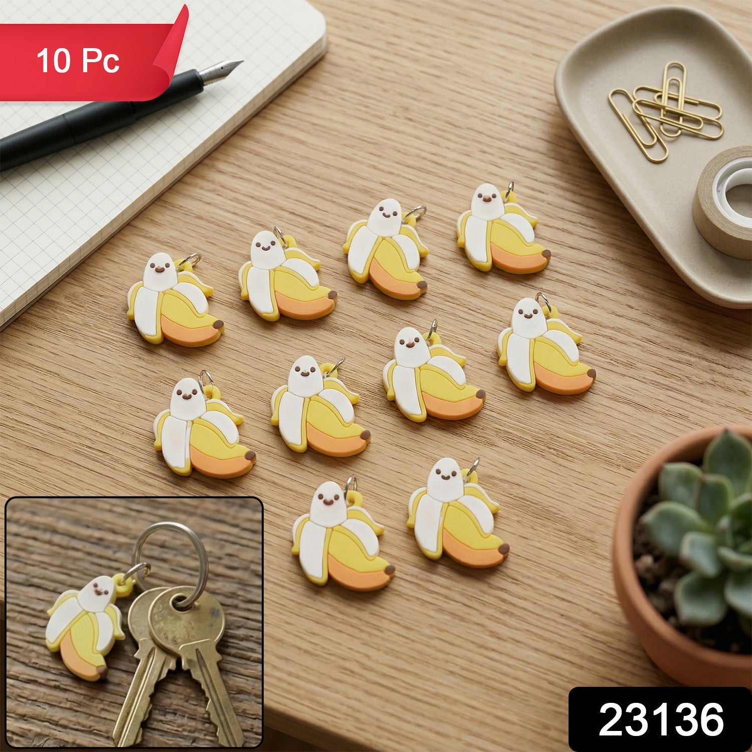 Cartoon Banana Keychains – Cheerful 10pc Set for Bags & Keys Secondary image