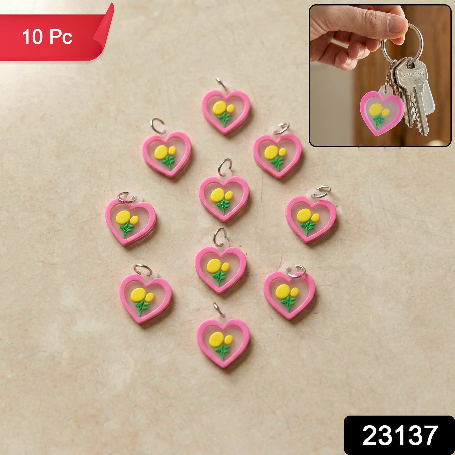 Cute Heart & Flower Bag Charm Set – Versatile & Stylish Secondary image