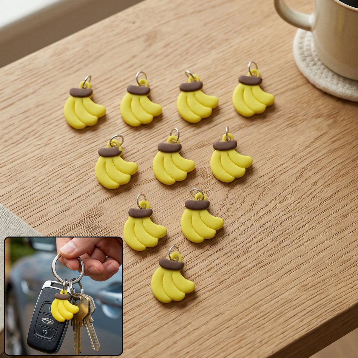 Colorful banana shape keychain for bags and keys Main image