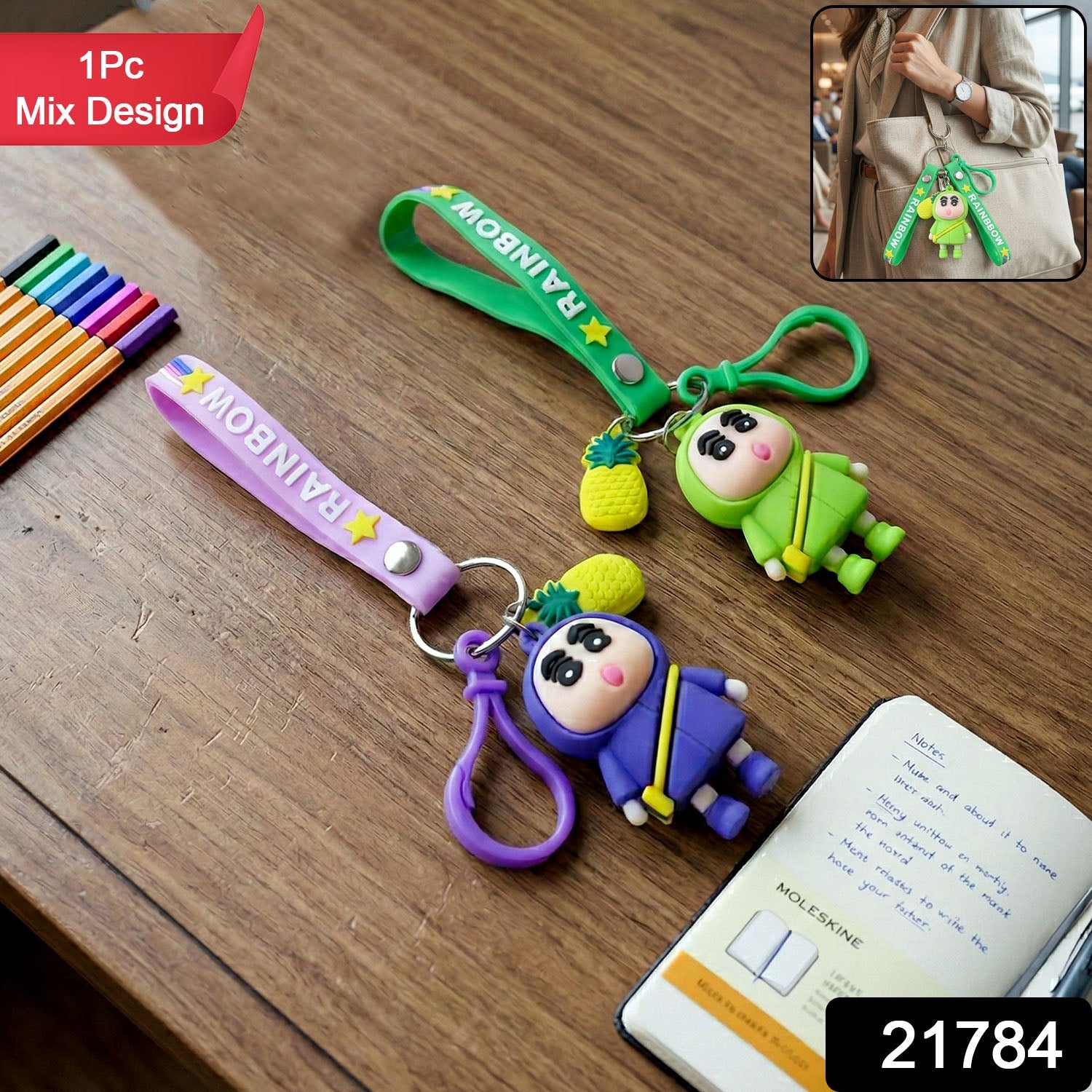 Cute Cartoon Doll Keychain – Vibrant & Lightweight Accessory Secondary image