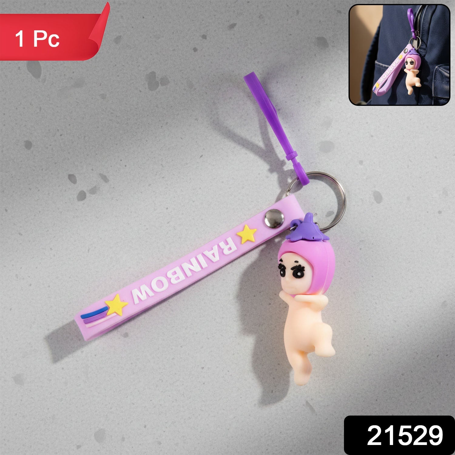 Baby Doll Silicone Keychain – Soft Cute Cartoon Charm Secondary image