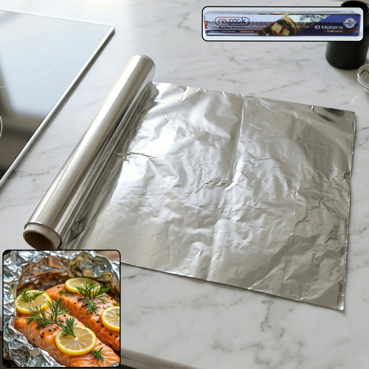 Premium aluminium foil paper roll for versatile kitchen use Main image