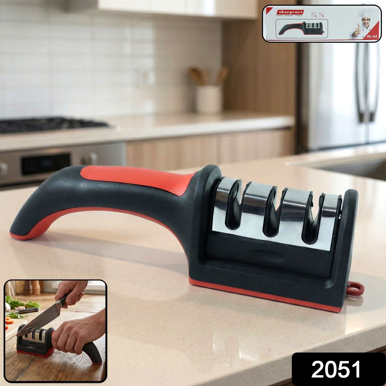 3-Stage Manual Knife Sharpener – Ceramic & Steel Blades | ToolMate Pro Secondary image