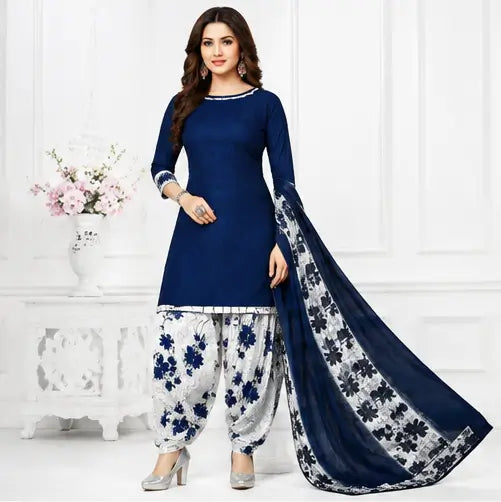 Women's Printed Crepe Suit Dress Material with Chiffon Dupatta – Unstitched 3-Piece Ethnic Suit Set