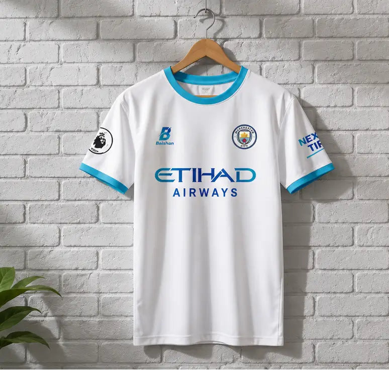White Jersey Men's Printed Sports T-Shirt – Short Sleeve Athletic Football Jersey
