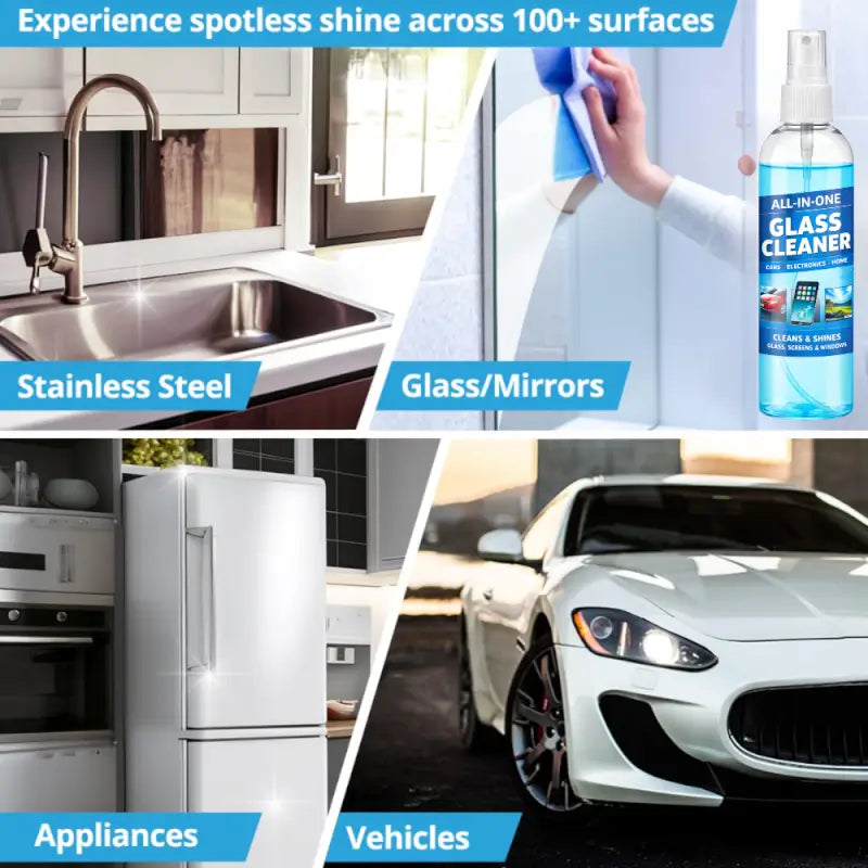 All-in-One Glass Cleaner Spray | Multi-Surface Cleaner for Car Glass, Mirrors, Windows, Mobile Screens & Electronics