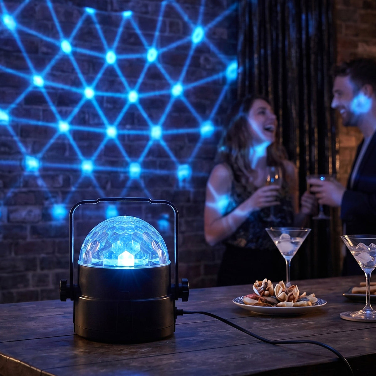LED Disco Light Projector casting colorful star and disco patterns on a wall. Main image