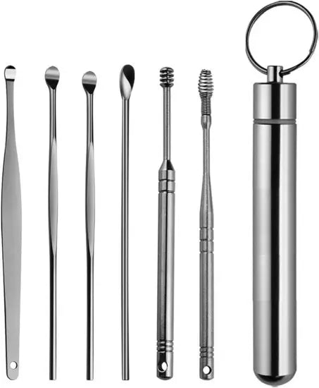 6 in 1 Ear Wax Cleaner Set – Stainless Steel Ear Cleaning Tools with Storage Case