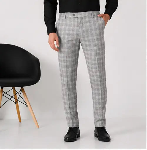 Men's Checked Trousers – Slim Fit Polycotton Pants for Casual, Office & Party Wear