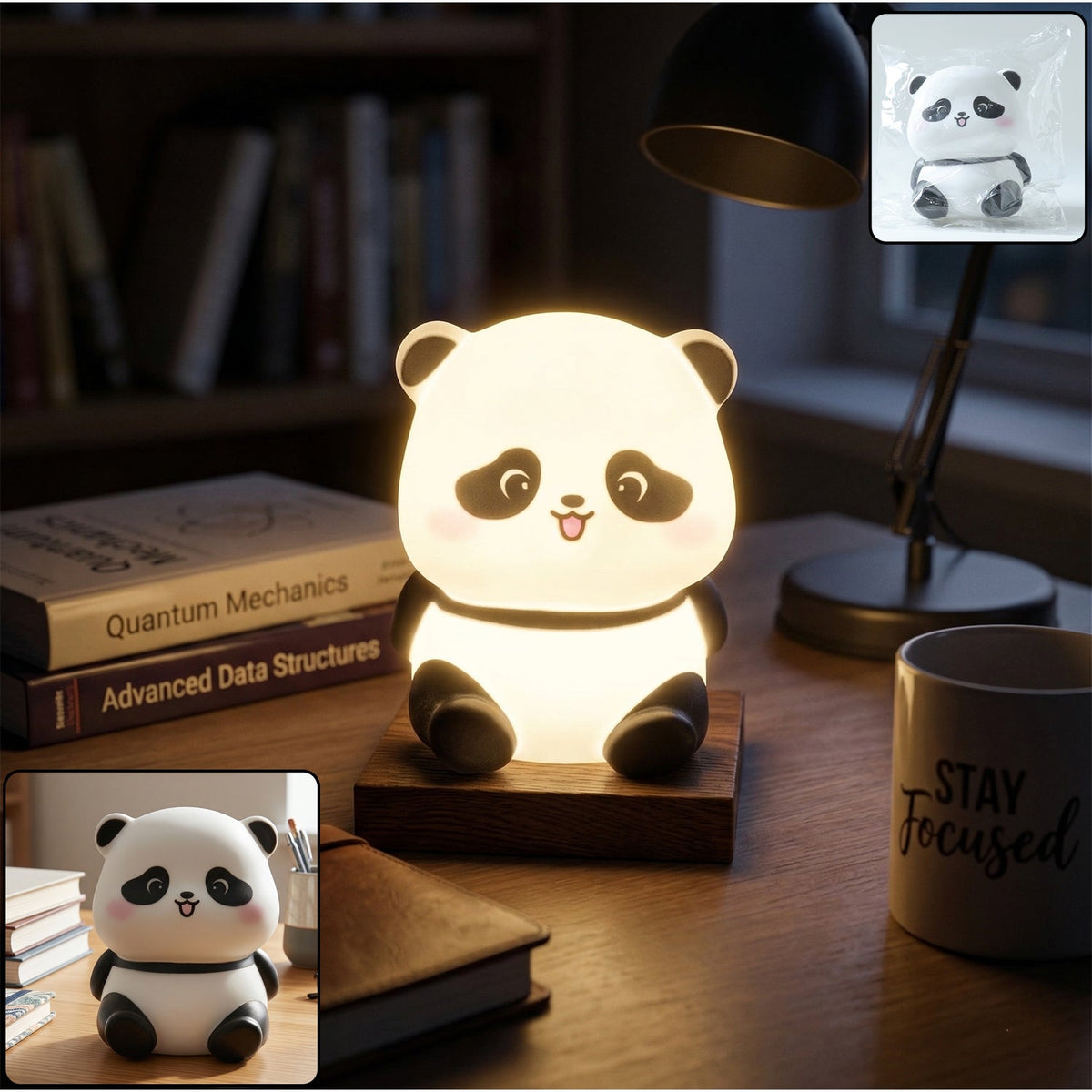 Cute panda night light lamp in soft glow for kids' room Main image
