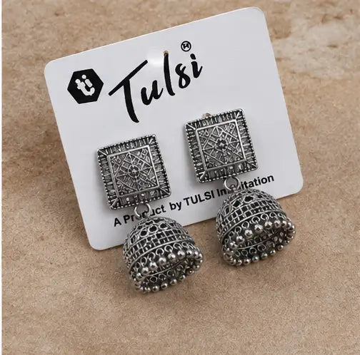 Fresh Vibes Combo of 6 Traditional Jhumka Earrings – Oxidised Silver Plated Lightweight Jhumkas for Women & Girls
