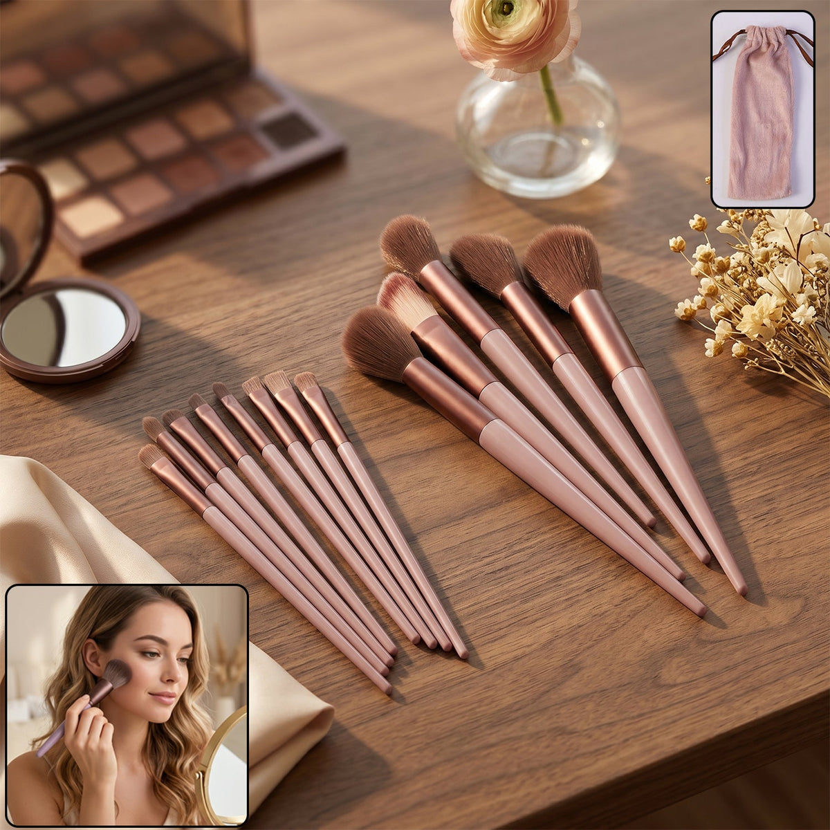 Professional makeup brush set with pouch Main image