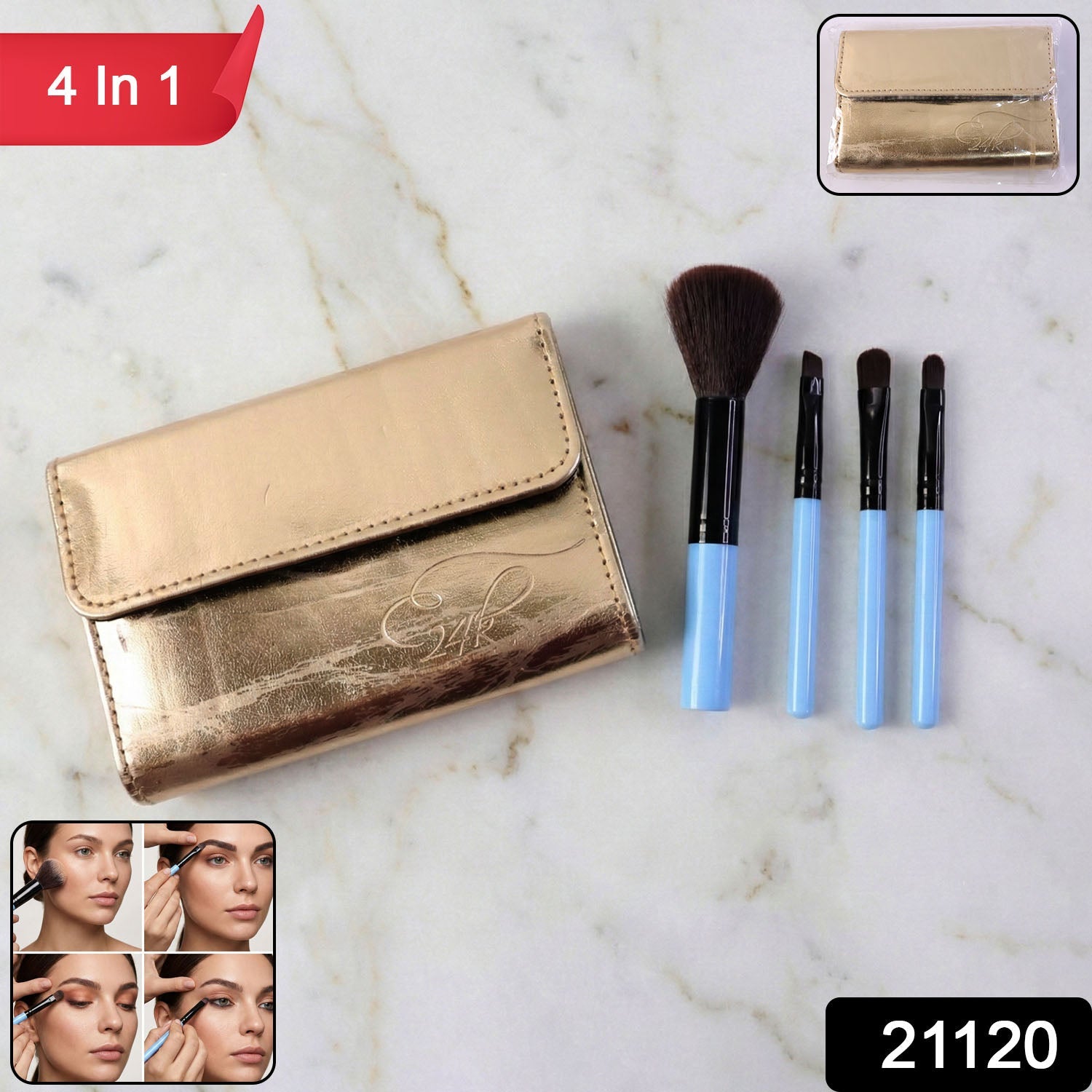 Professional Makeup Brush Set 4-in-1 for Face & Eyes Secondary image
