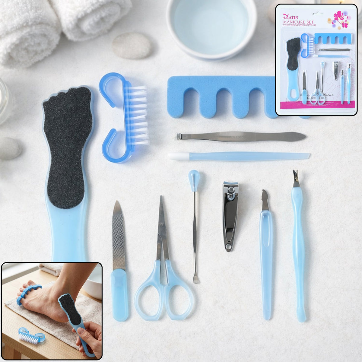 Complete 11 in 1 manicure pedicure kit with nail cutter and foot file Main image