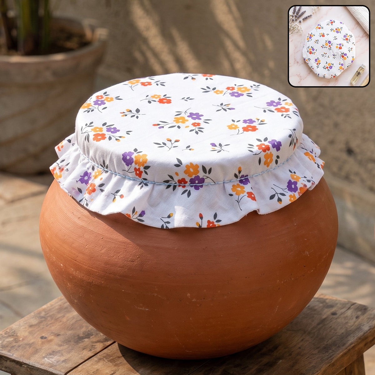 Cotton Matka Cover – Elasticated, Dust & Insect Protection Main image