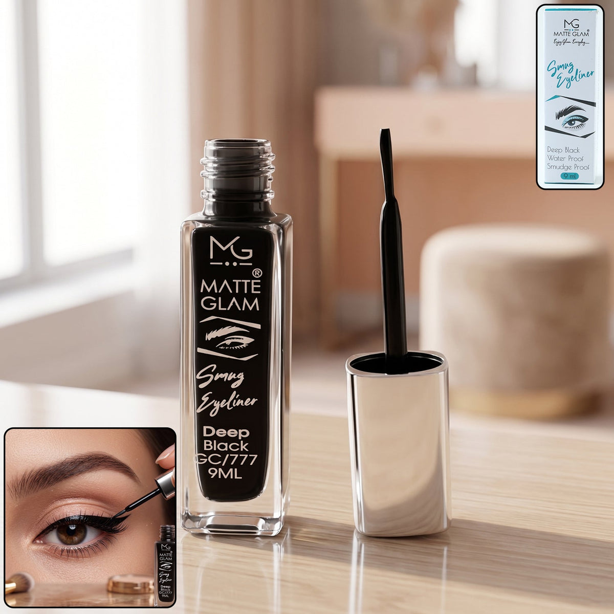 Deep black matte eyeliner pen with precision applicator for smooth bold lines Main image