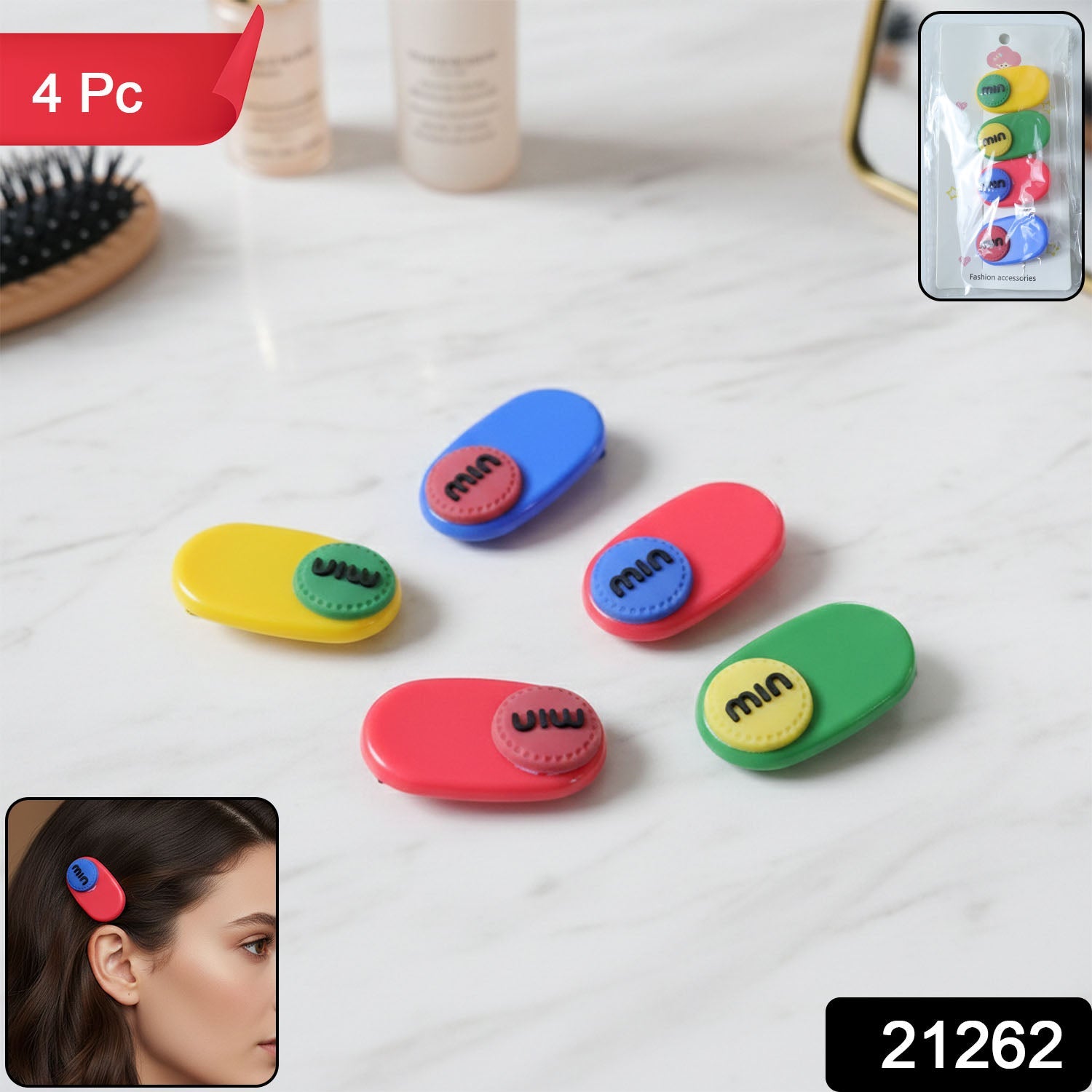 Decorative Hair Clip Set – 4-Piece Text Accent Styling Secondary image