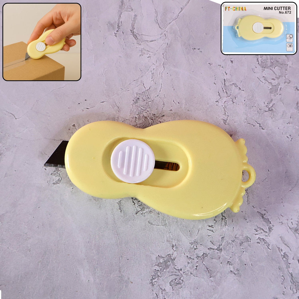 Mini safety cutter showing compact design with retractable blade Main image