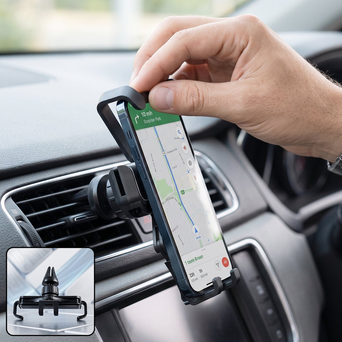 Plastic car mobile phone holder, air vent mount with 360 degree rotation (1 pc) Main image