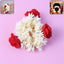 Artificial flower gajra hair accessory with red rose buds and white jasmine flowers