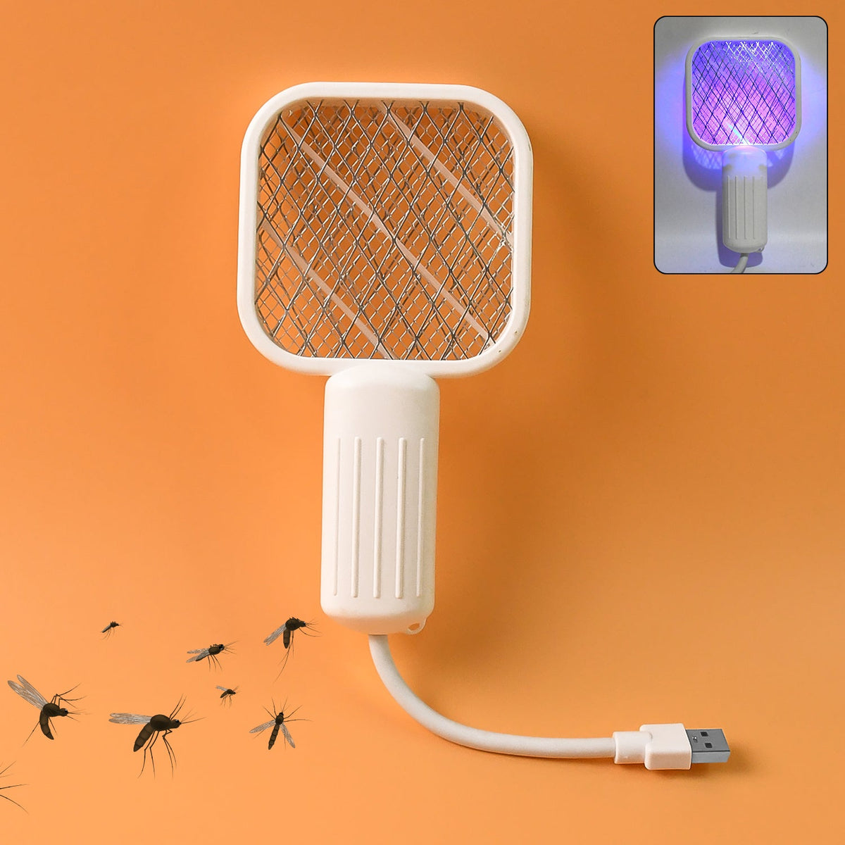 Electric mosquito swatter racket with built-in UV light trap Main image