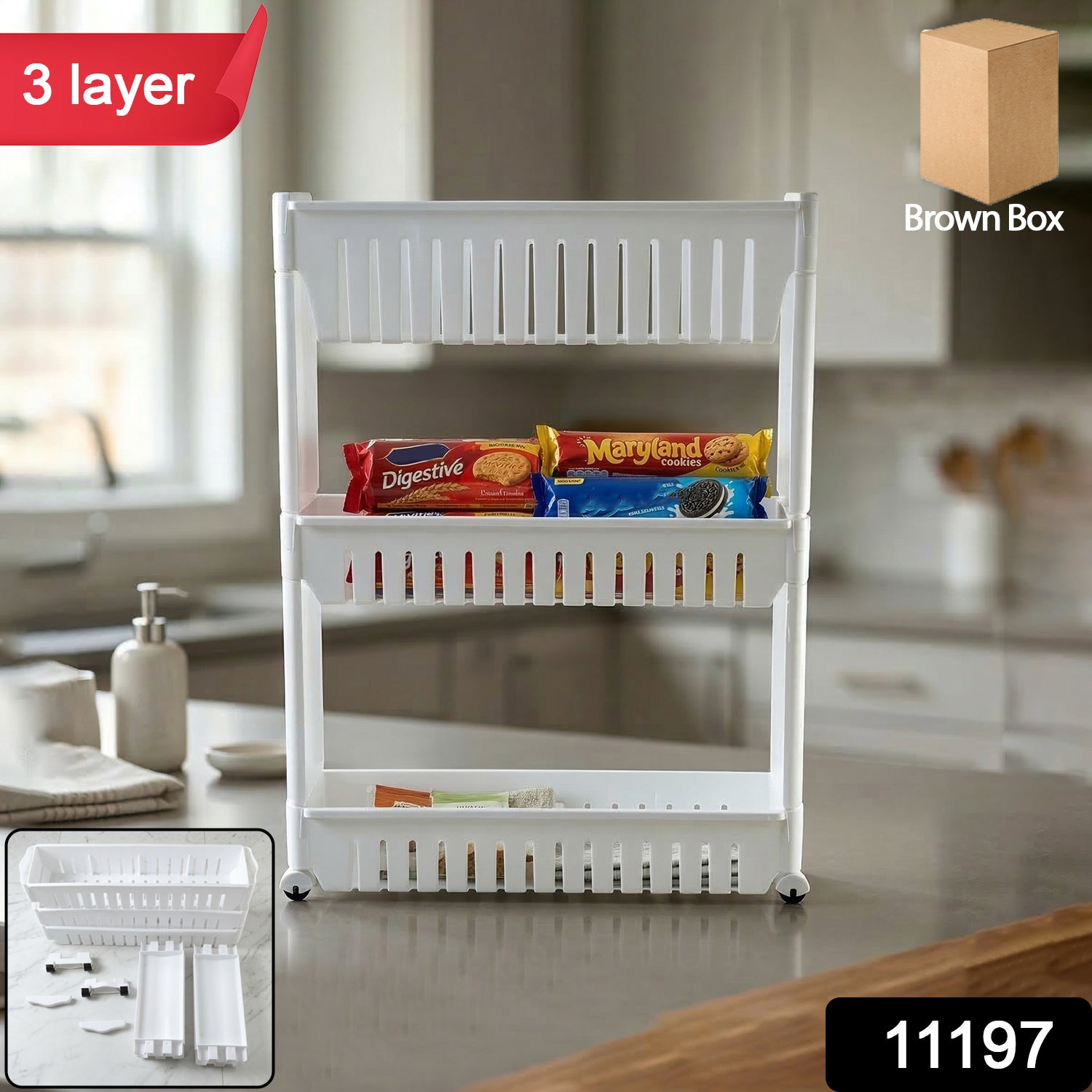 Kitchen Storage Rack – Durable 3-Layer Organizer for Countertops Secondary image