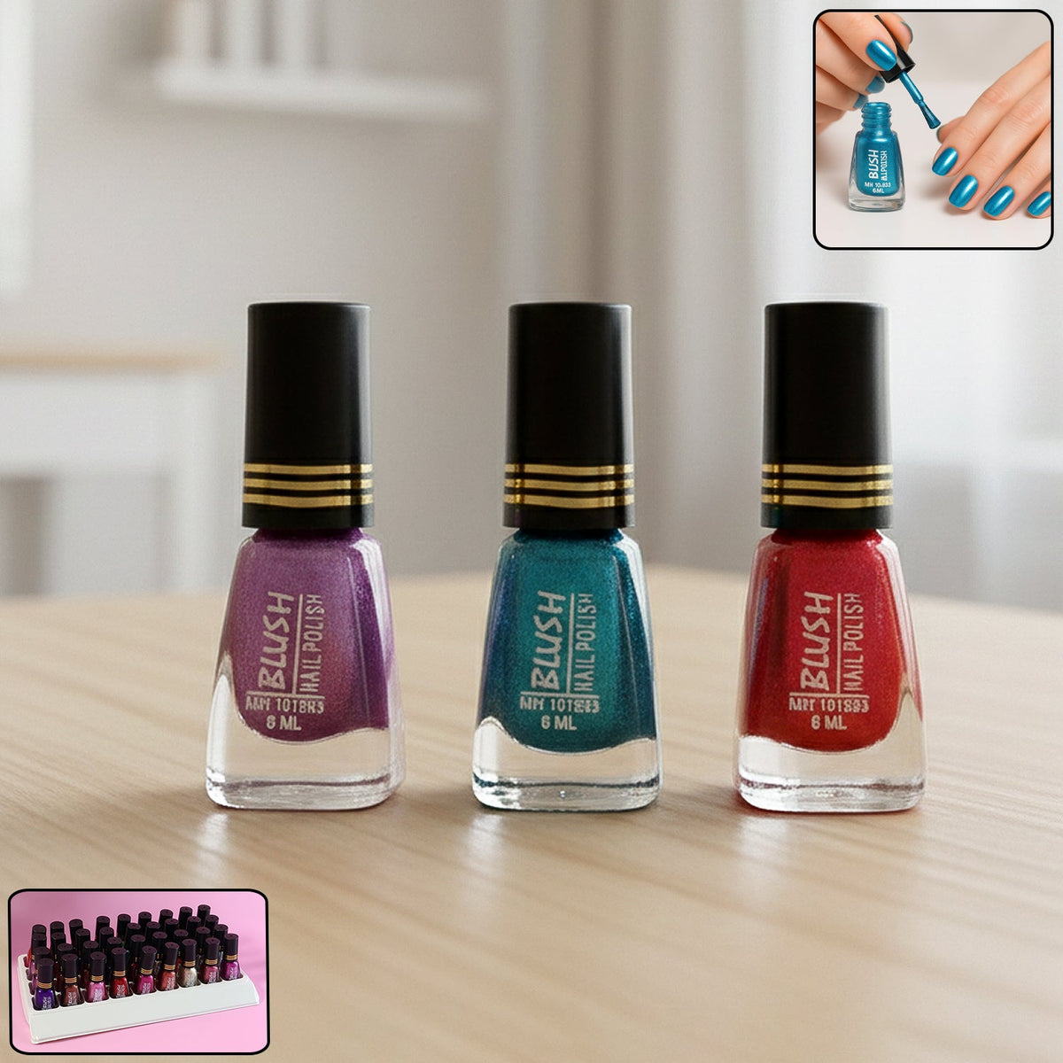 Metallic Mini Nail Polish bottle with glitter finish in vibrant colors Main image