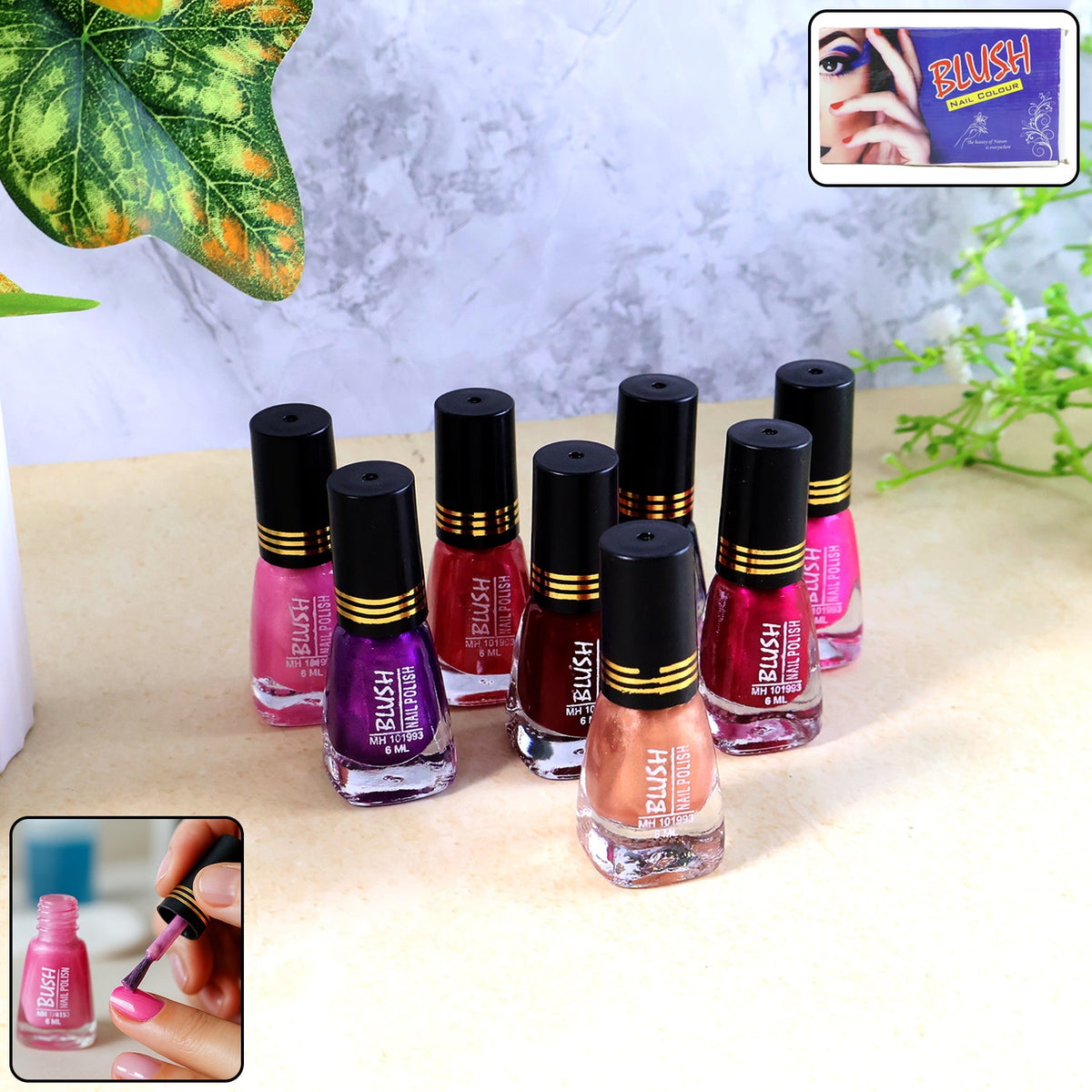 Dark mini nail polish bottle with glitter finish in assorted colours Main image
