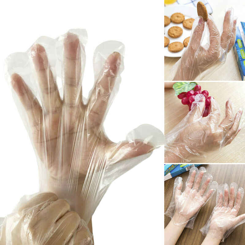 Pack of 100 Grow Wear disposable clear gloves with detailed product label. Main image