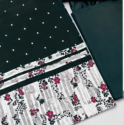 Women's Printed Crepe Suit Dress Material with Chiffon Dupatta – Unstitched 3-Piece Ethnic Suit Set