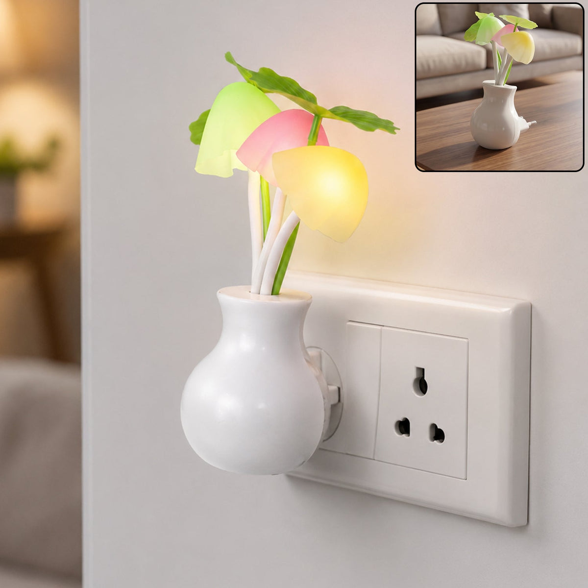 Mushroom Night Light – Auto Sensor Multicolor LED Lamp | Indo Glow Main image