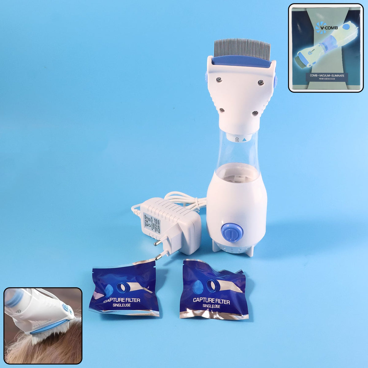 Electric anti-lice comb featuring fine stainless steel teeth for precise lice removal Main image