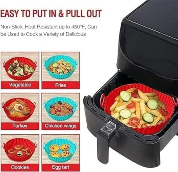 6 Pcs Silicone Air Fryer Pot Liners – Reusable Heat-Resistant Baking & Cooking Cups for Air Fryer