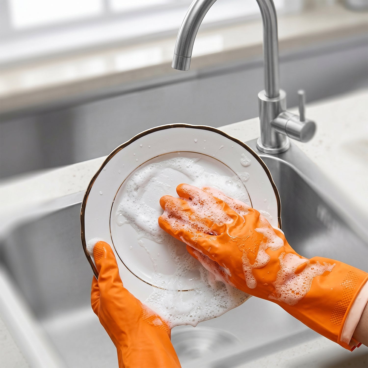 Reusable Rubber Cleaning Gloves – Waterproof & Durable for Kitchen Secondary image