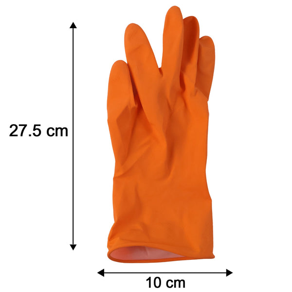 Dimensions of large orange waterproof cleaning gloves