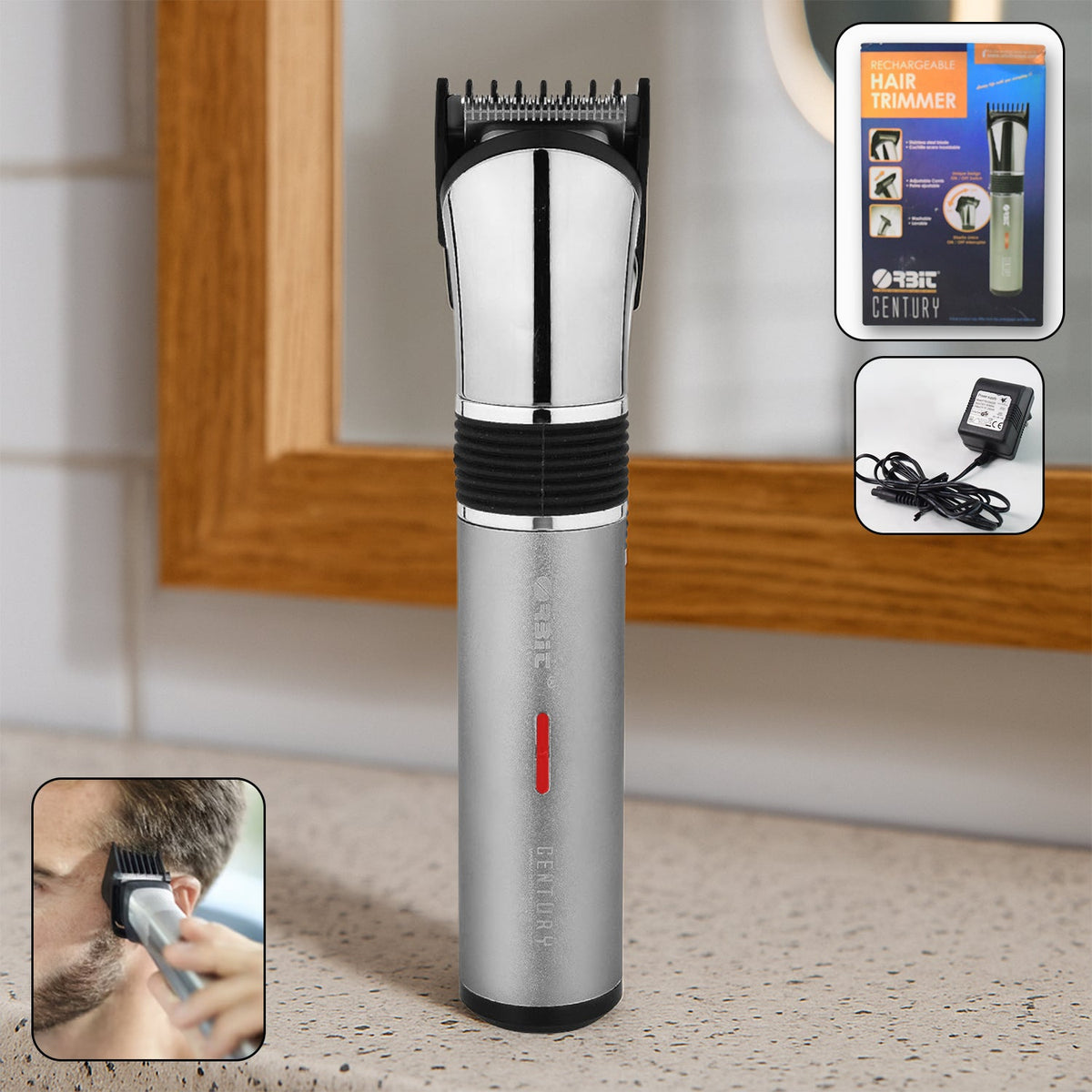 Rechargeable hair trimmer for men with adjustable comb for precise styling Main image