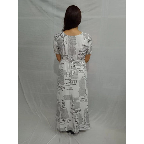 Generic Women's Casual Crepe Half Sleeves Dress (White)