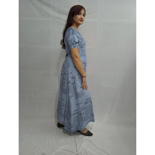 Generic Women's Casual Crepe Half Sleeves Dress (Grey)