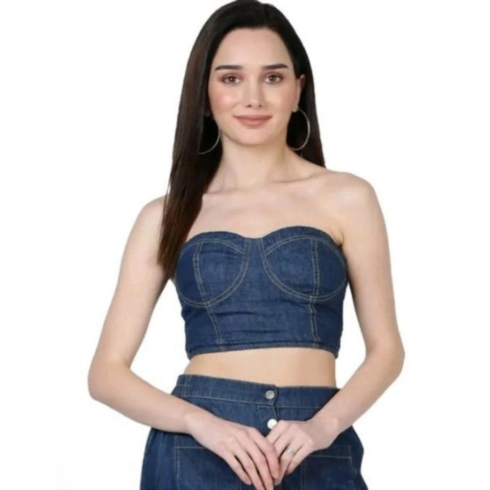 Generic Women's Casual Denim Sleeveless Bluster Top (Blue) Secondary image