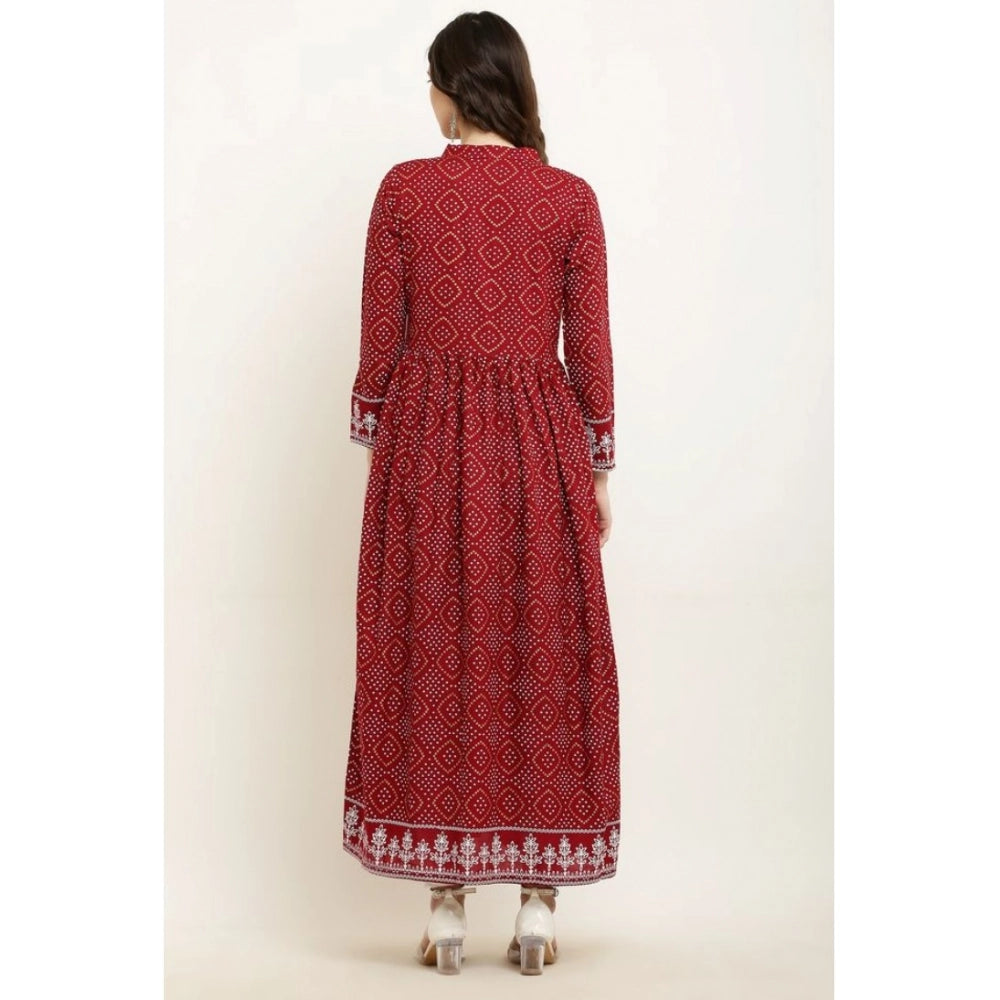 Generic Women's Casual Rayon Full sleeve Kurti (Maroon) Secondary image
