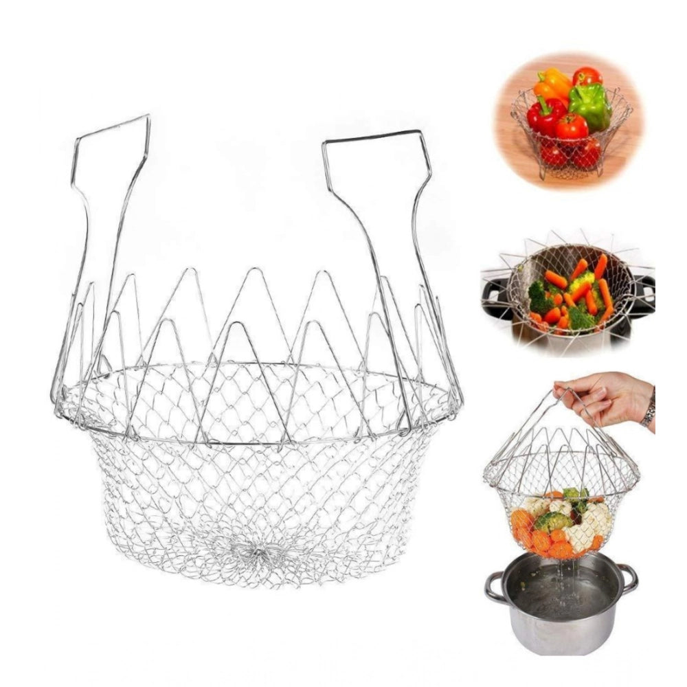 Generic Foldable Chef Basket – Multi-Function Strainer And Steamer (Color: Assorted ) Secondary image