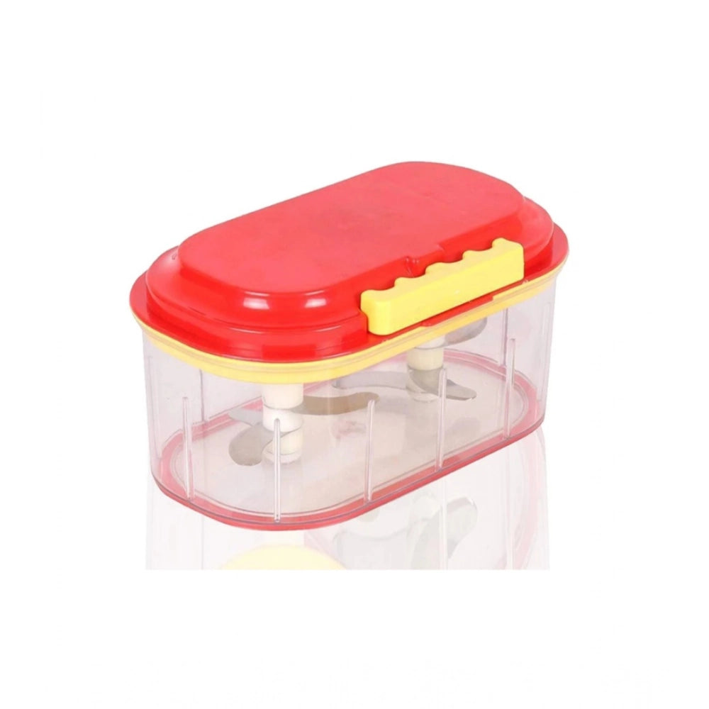 Generic Pack Of 2_Twin Bowl Dual-Blade Hand Chopper | Manual Food Processor for Vegetables And Fruits (Color: Assorted ) Main image