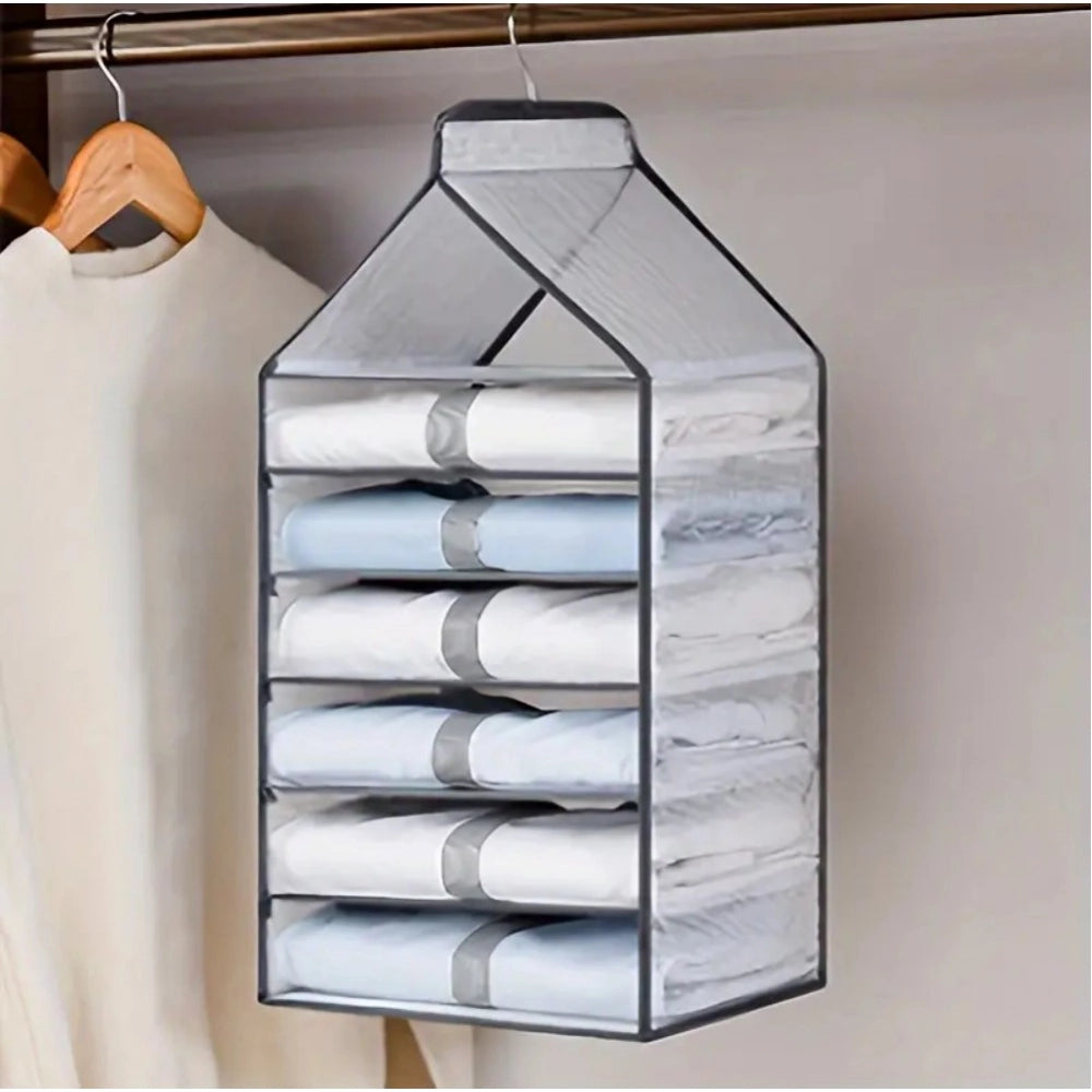 Generic Hanging Foldable Fabric Closet Organizer with 6 Shelves Main image