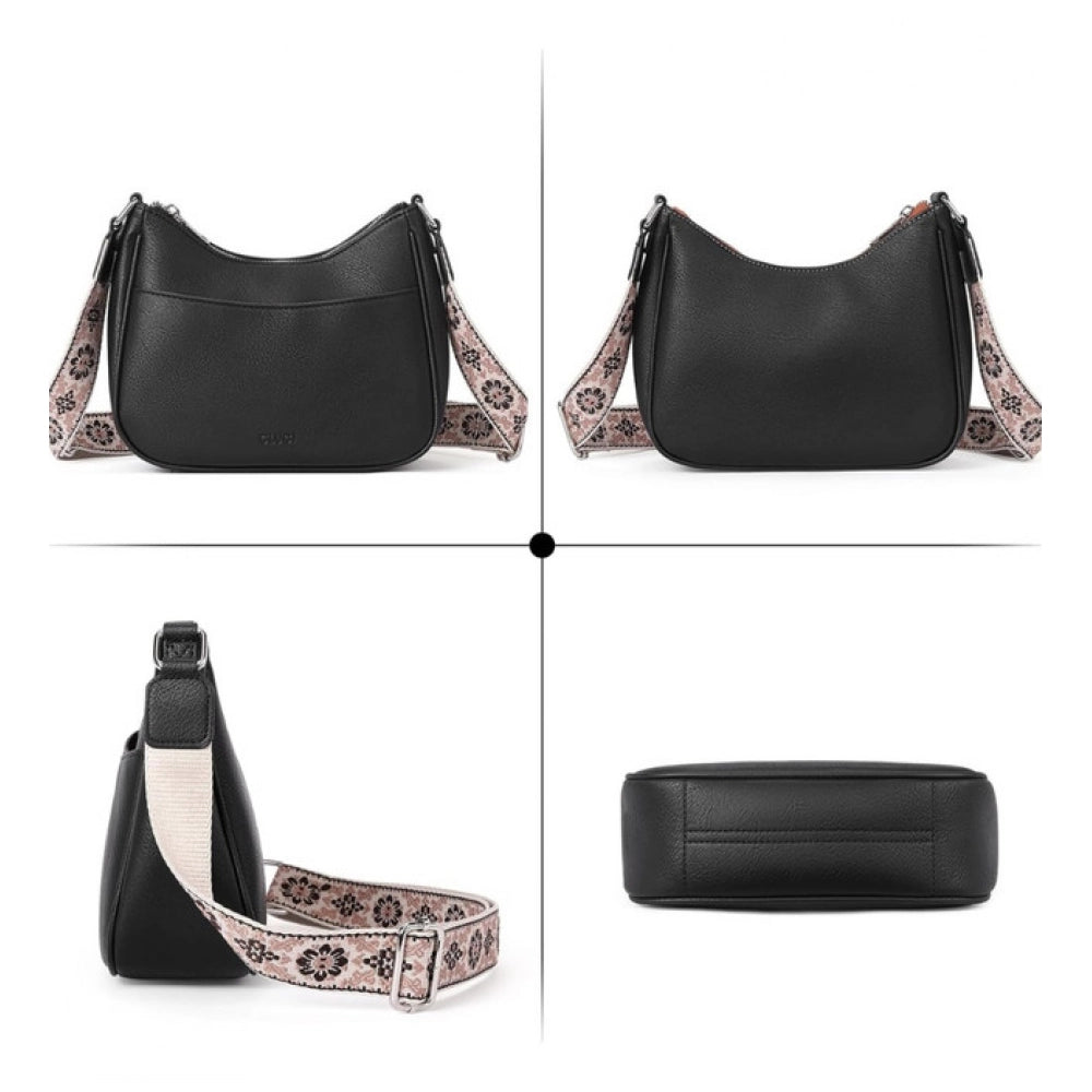 Generic Women's PU Leather Zipper Sling Bag (Black) Secondary image