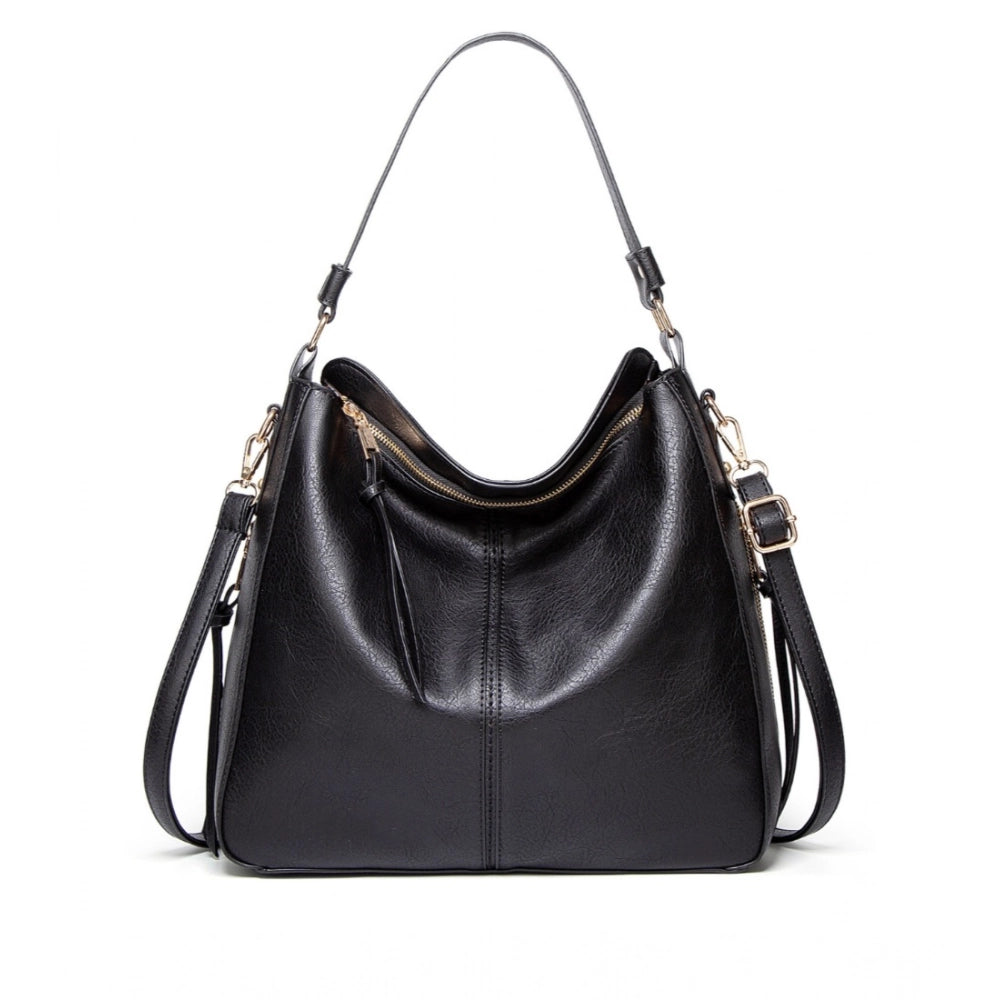 Generic Women's PU Leather Zipper Handbag (Black) Main image